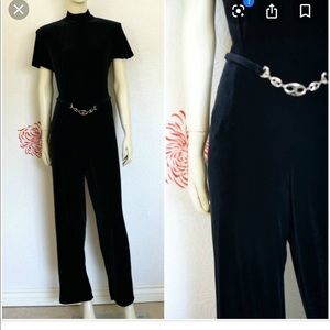 Vintage velvet mock neck jumpsuit small